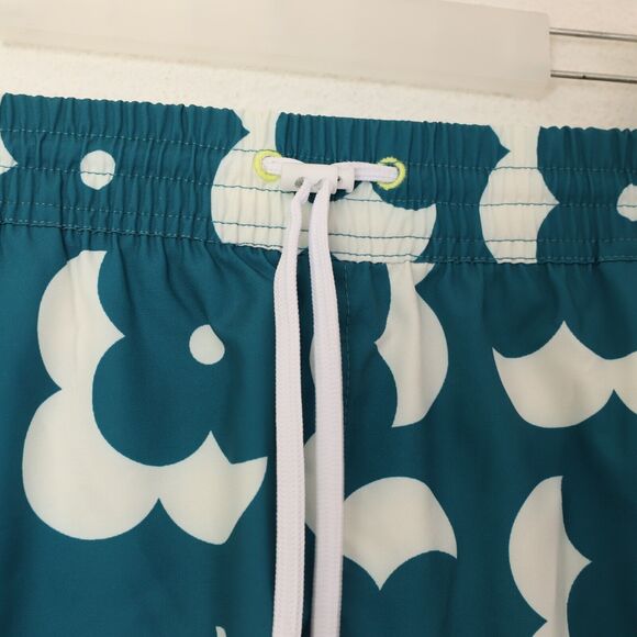 SC Sovereign SVRN Code Retro Floral Print Swim Trunks M Teal Green NWT B85 - Picture 4 of 5